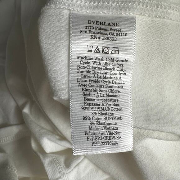Everlane The Short Sleeve Supima Crew Neck Tee in white Size M - Picture 5 of 6